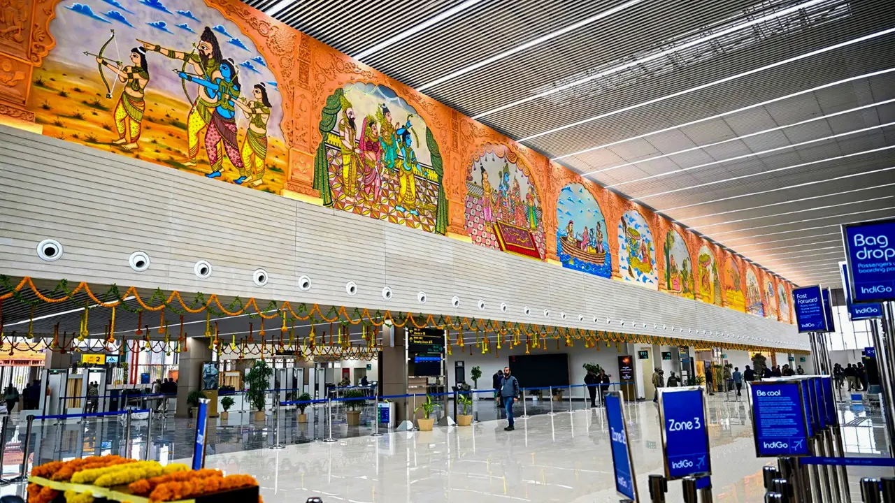 An inside view of the Maharishi Valmiki International Airport